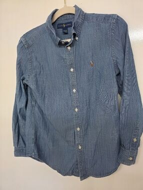 Polo Ralph Lauren Shirt Boys Size L (14-16) Denim Jean Long Sleeve Button Up